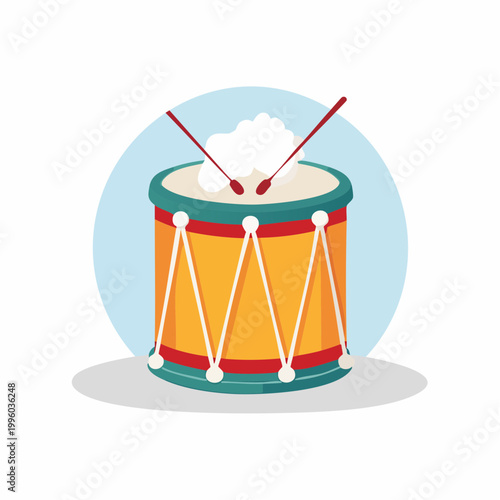 Cartoon Drum with Drumsticks