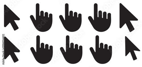 Flat design black hand pointer icons for modern websites vector illustration eps 10