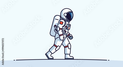 Astronaut Walking in Space Futuristic Sci Fi Concept Vector Illustration
