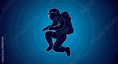 Astronaut Floating in Deep Space Nebula Background Sci Fi Exploration