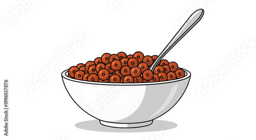 Bowl of chocolate cereal with a spoon