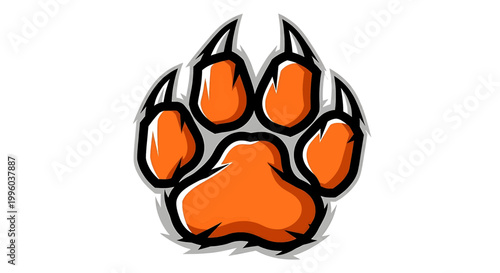 Stylized tiger or wild cat paw print logo design with sharp claws