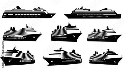 Cruise Ship Silhouettes Collection: Luxury Liner Icons