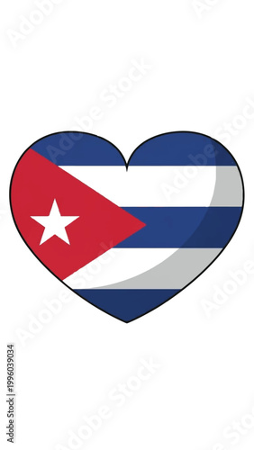 Free Download Heart shaped representation of the Cuban flag blending national colors and symbolism. - GFXLoad
