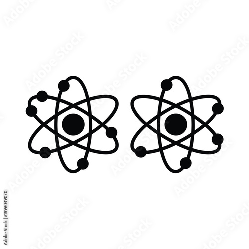 Atom vector icons illustrating atomic structure and scientific concepts