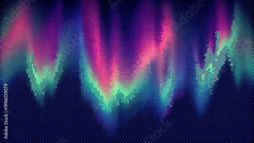 Abstract digital artwork depicting colorful vibrant aurora borealis or northern lights effect
