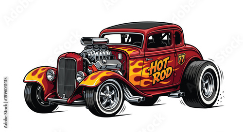 red hotrod cartoon vector image