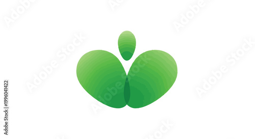 A vibrant green logo featuring three overlapping rounded shapes resembling a sprouting leaf high quality