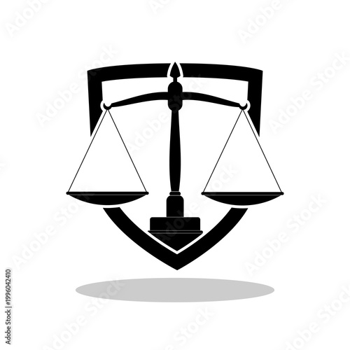 Law symbol logo with shadow