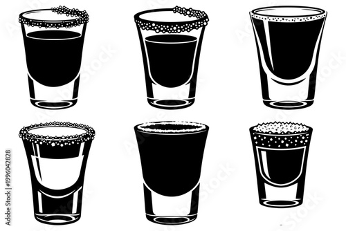 Shot Glass silhouette vector Bundle