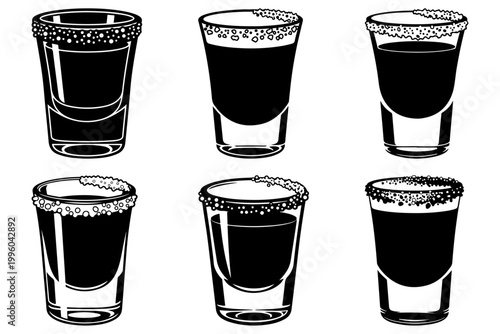 Shot Glass silhouette vector Bundle