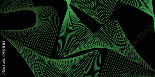 Abstract black background and green ball.Vector EPS 10 aesthetic flow design