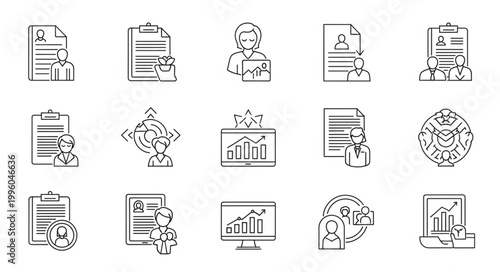 Collection of Business and Finance Icons for Presentations.