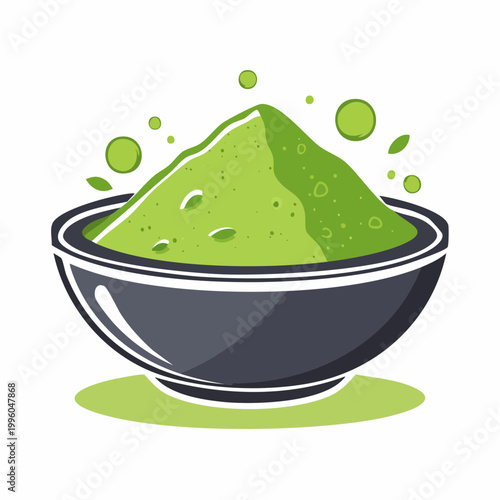 Green Matcha Powder in a Bowl