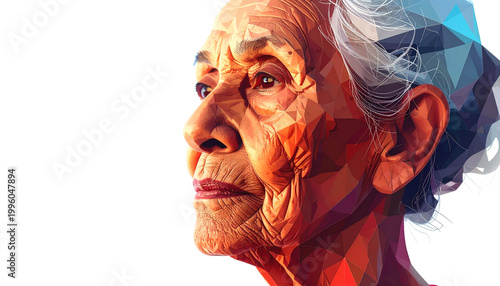 Detailed portrait illustration of an elderly woman