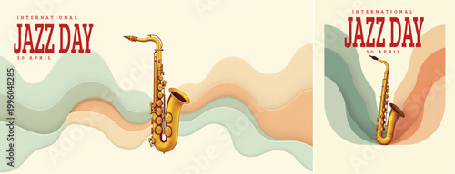 Elegant international jazz background, international jazz day background for social media, website template