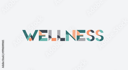 Modern Geometric Wellness Word Art with Abstract Shapes and Pastel Colors