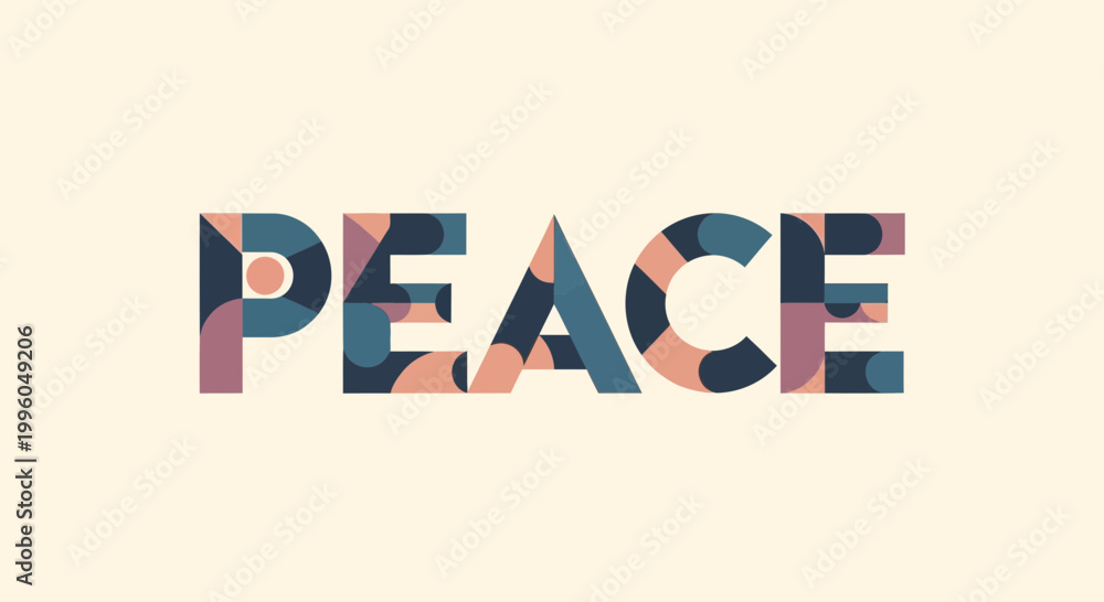 Obraz premium Peace Word Art - Geometric Pattern Typography