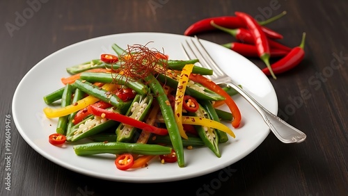 Spicy Green Bean and Pepper Salad with Chili Peppers