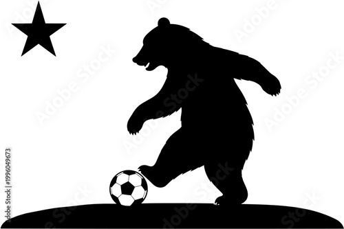 California Bear Playing Soccer Silhouette Vector