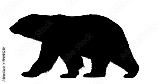 Polar bear silhouette walking side view vector illustration of wild arctic animal isolated on white background