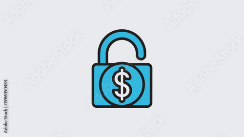 A secure padlock with a dollar sign protects financial assets and symbolizes safety and stability.