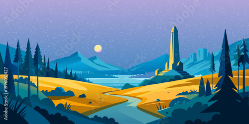 vector, graphics, observatory, night, stars, constellations, planets, magic, science, astrophysics, research, scientific discoveries, astrobiology, space, observations, celestial motion, sky, moon