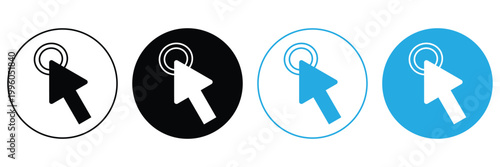  computer mouse cursor click pointer cursor on computer screen click hand pointer symbol with finger cursor or computer mouse pointer icon . Vector Illustration on white background eps 10.