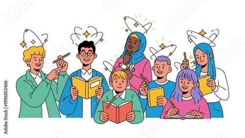 Φωτογραφία Brainstorming Brilliance: A diverse group of students sparks creative thinking, immersed in studying and self-discovery