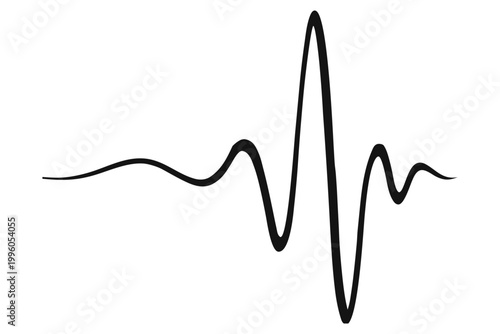 Black abstract waveform line on white background