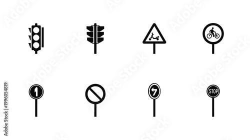 Vector Illustrations of Various Signs on White Background