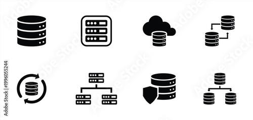 Database Icon Set – Server Cloud Storage Symbols Collection