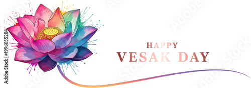 lotus water color style for happy vesak day