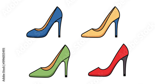 Evening Heels Line art vector creative colorful shapes illustration