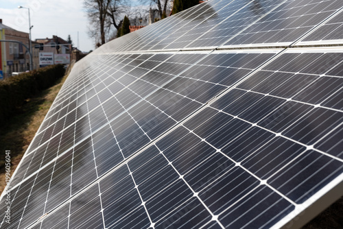 Billede på lærred Photovoltaic panels, an alternative source of electricity to coal-fired power plants