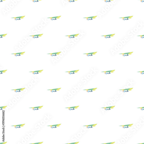 Hang gliders flying across a white background, creating a seamless adventurous pattern