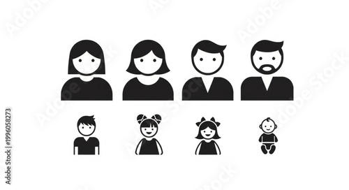 Family Icons Representing Different Generations and Genders.