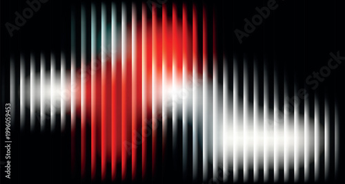 Abstract red and white light beams with motion blur effect