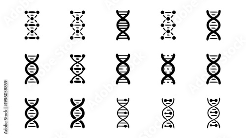 Set of 12 minimalist dna helix molecule science biology
