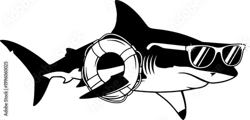 Cool Shark Wearing Sunglasses And Lifesaver silhouette
