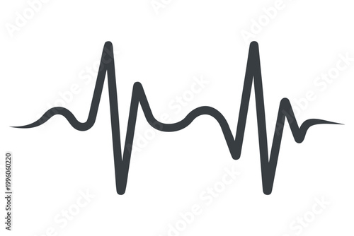 Dark gray electrocardiogram line on white background, heart rhythm heartbeat