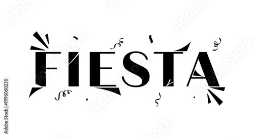 A vibrant celebration with a festive Fiesta sign surrounded by confetti