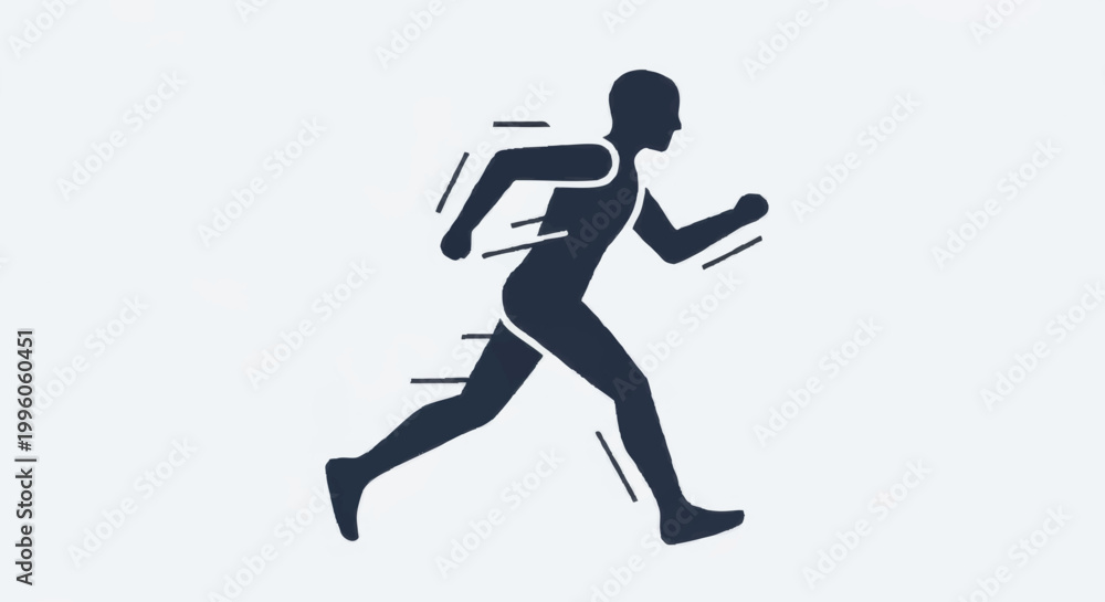 Fototapeta premium Running silhouette in motion with dynamic speed lines 