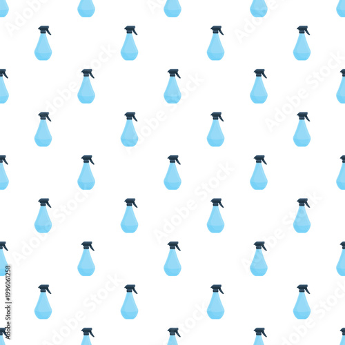 Cleaning spray bottles forming a light blue background pattern