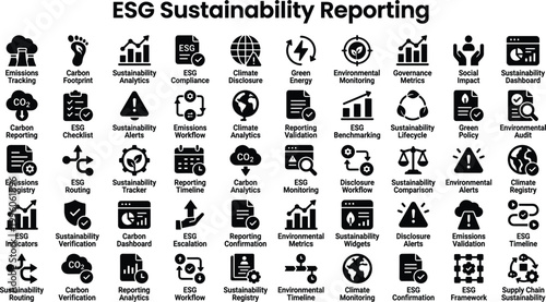 Obraz na plátně ESG sustainability reporting icon set with environmental governance compliance a