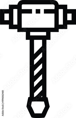 Heavy Sledgehammer Tool Icon for Breaking and Demolition in Construction Environments