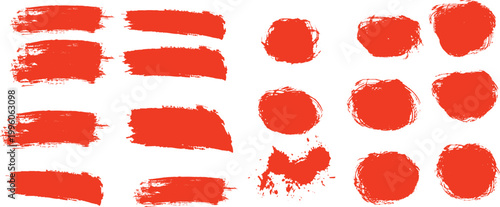 Collection of red and black watercolour  ink splashes paint blots and grunge texture shapes .a colorful vector design element for an illustration pattern