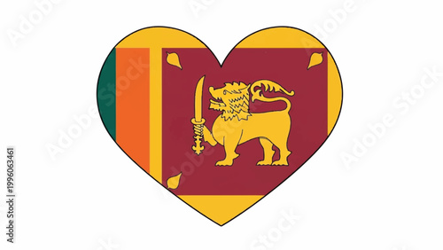 Heart shaped Sri Lankan flag emblem representing national pride and cultural heritage.