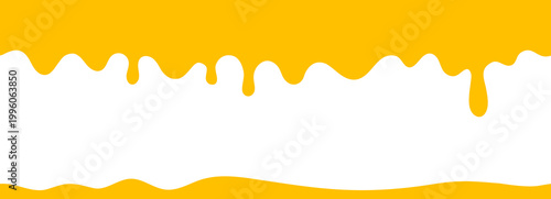 Melted cheese frame with bright yellow dripping border.  Seamless dripping paint frame with bright yellow liquid top and bottom border.