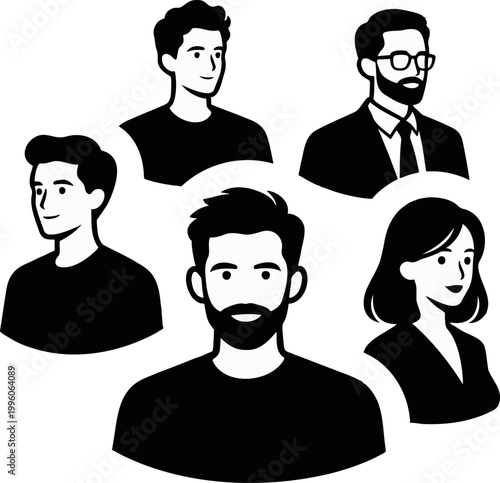 ASocial Community People Silhouette Set Bold Vector